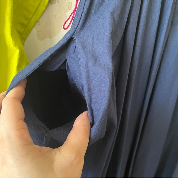 VTG Bonnie Strauss Dress Size 4 Chartreuse Navy Blue A-Line Cotton Pin-Up Retro - Picture 9 of 14